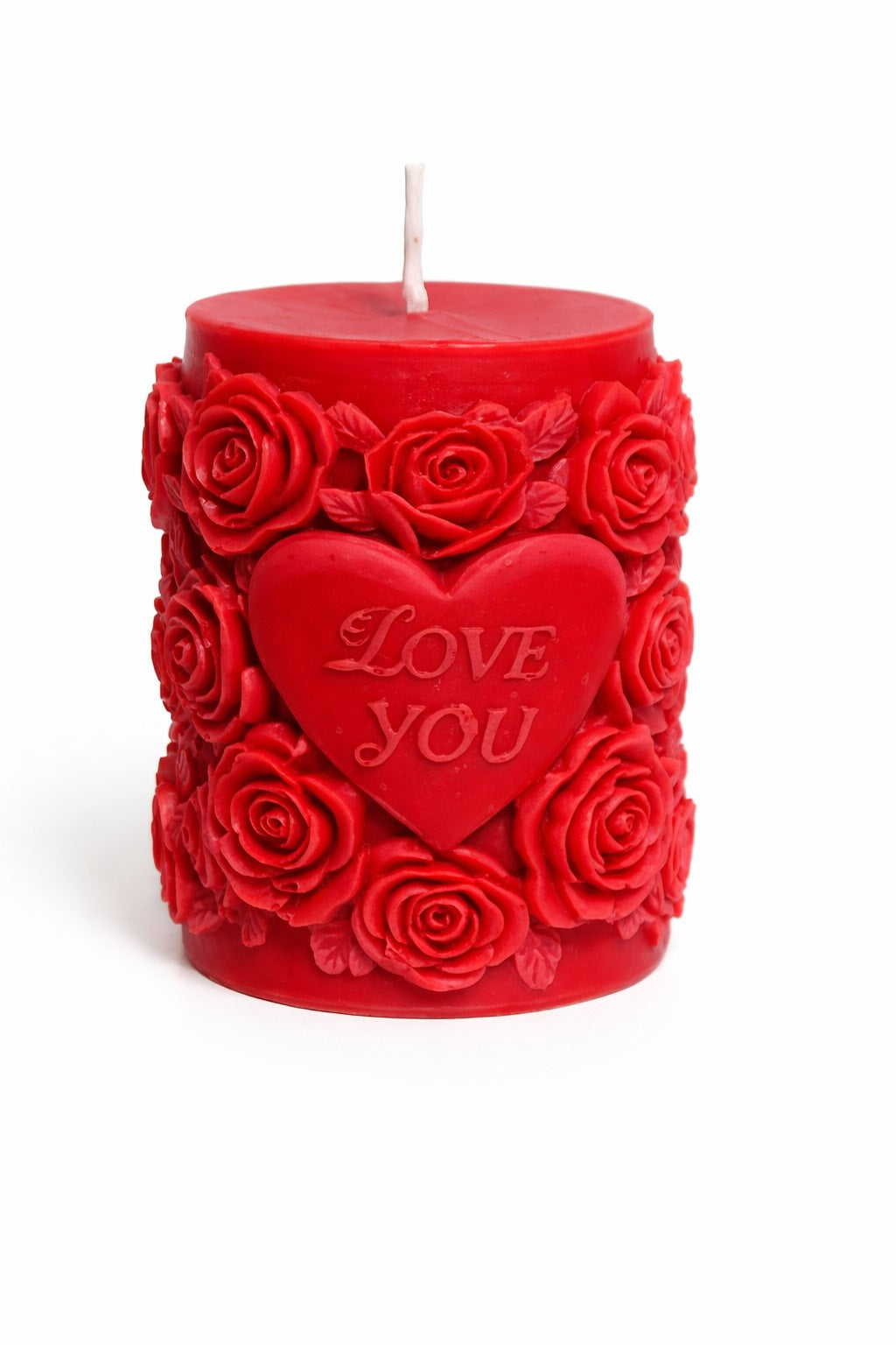 Lumânare cu parfum de trandafir handmade din ceară de soia cu inimă "Love you" diamentru 8 x 6 cm